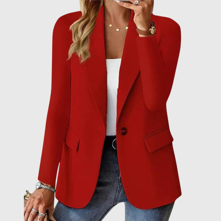Women's elegant tailored formal blazer for office wear. Professional business jacket, chic workwear.