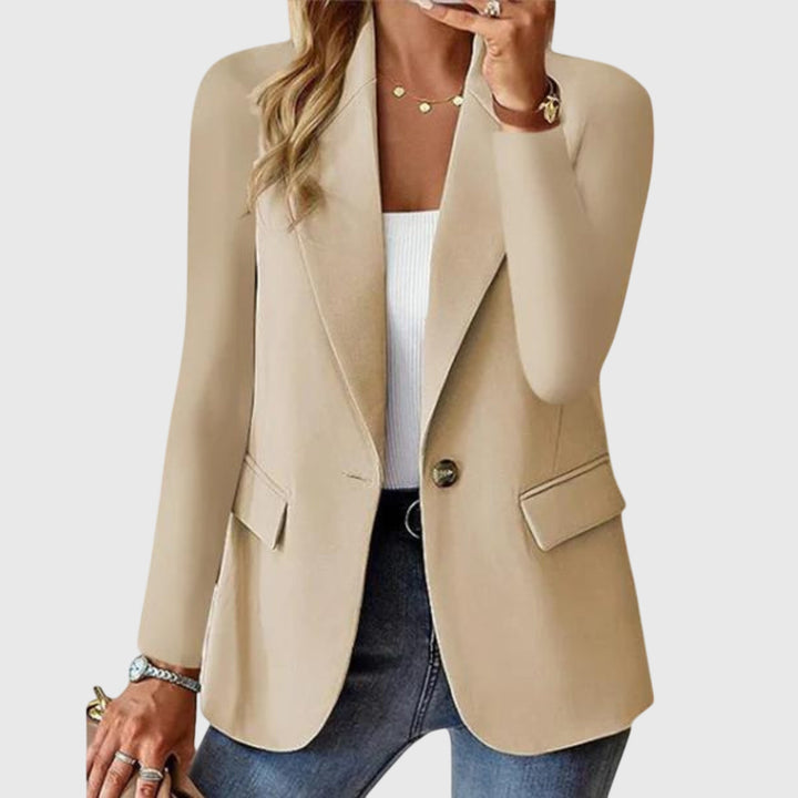 Chic modern women's blazer, ideal for elegant office wear, business, and formal events. Versatile work jacket.