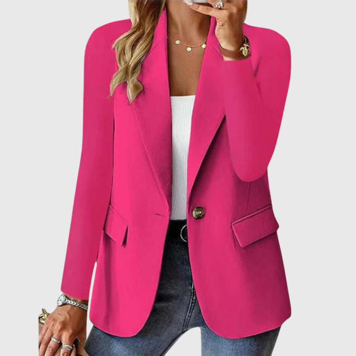 Women's elegant formal blazer, tailored for office and professional events. Sophisticated business attire.