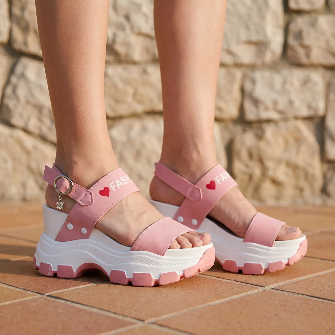 Women's elevated comfort chunky platform sandals with adjustable straps & open toe. Perfect for summer fashion.