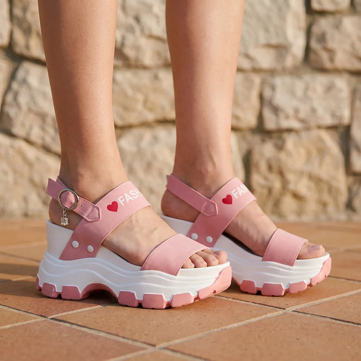 Women's elevated comfort chunky platform sandals with adjustable straps & open toe. Perfect for summer fashion.