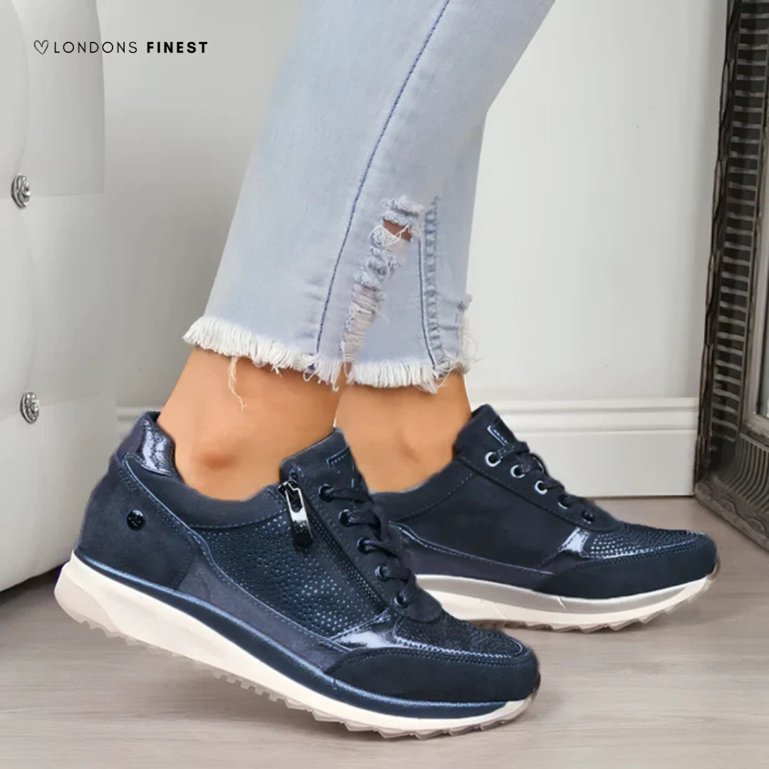 Lightweight women's comfort shoes with robust arch support & cushioned insoles for all-day wear.
