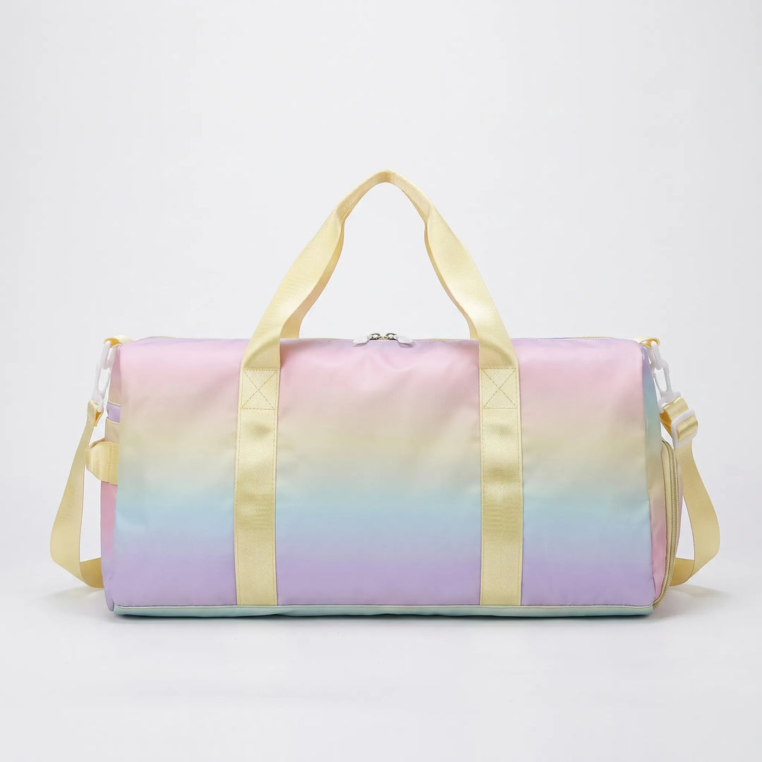 Spacious pink women's workout bag, ideal for the gym or a short trip. Features a convenient separate shoe compartment.
