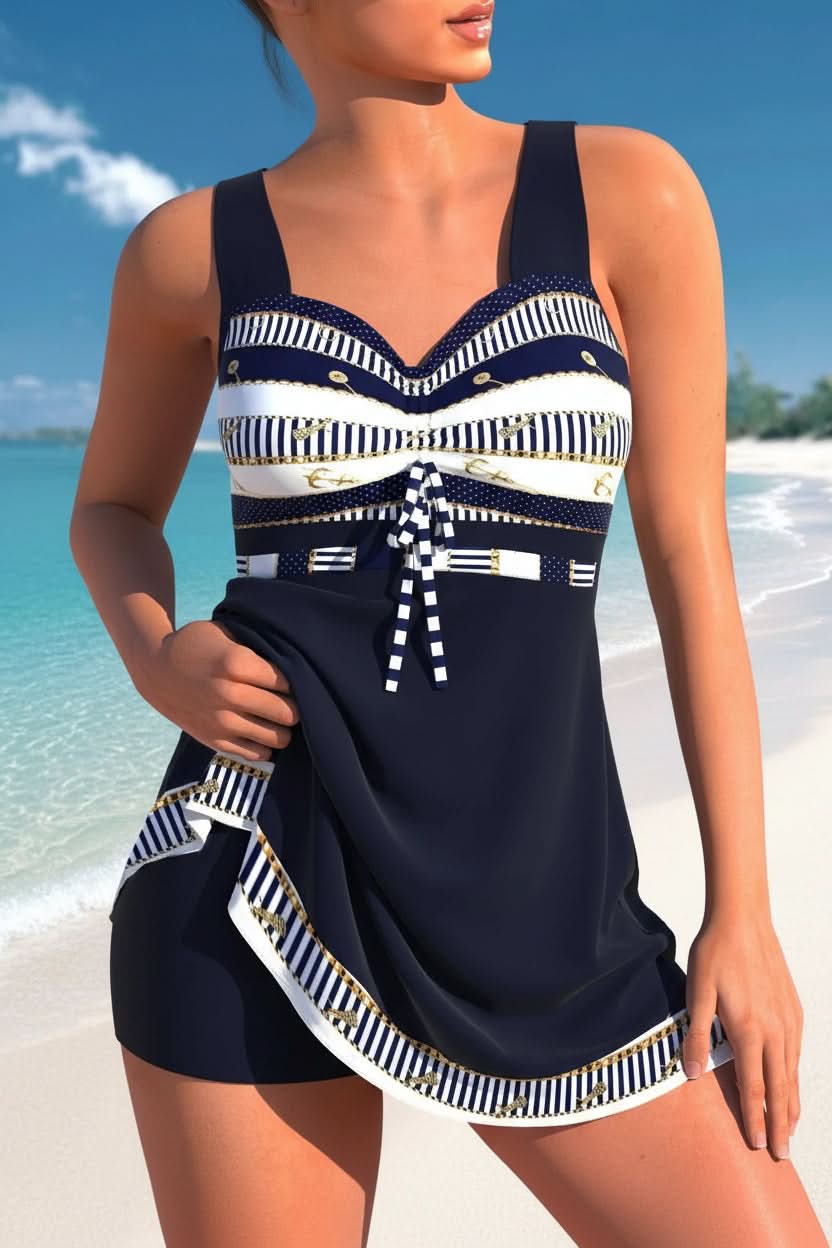 Women's flattering swim dress for confident comfort. Ideal modest swimwear with a stylish design.