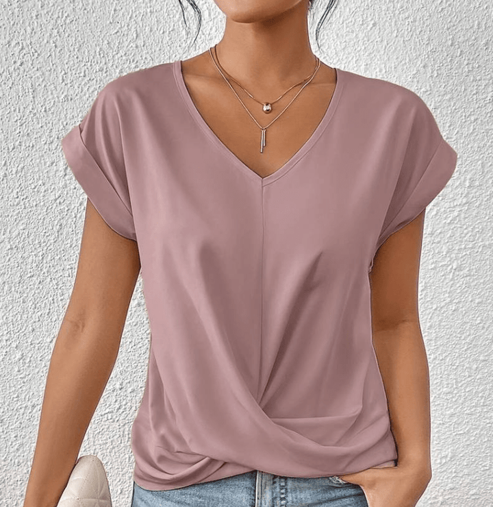 Elegant casual V-neck tunic top for women, comfortable & flattering, ideal for everyday style.