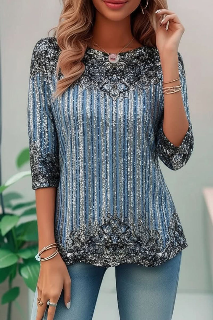 Glamorous women's sequin party top with an open back & sparkling details. Ideal for special occasions.