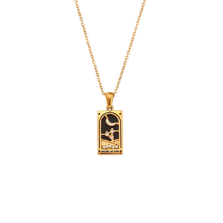 Sophisticated women's tarot card pendant, a timeless spiritual accessory and fashion statement.