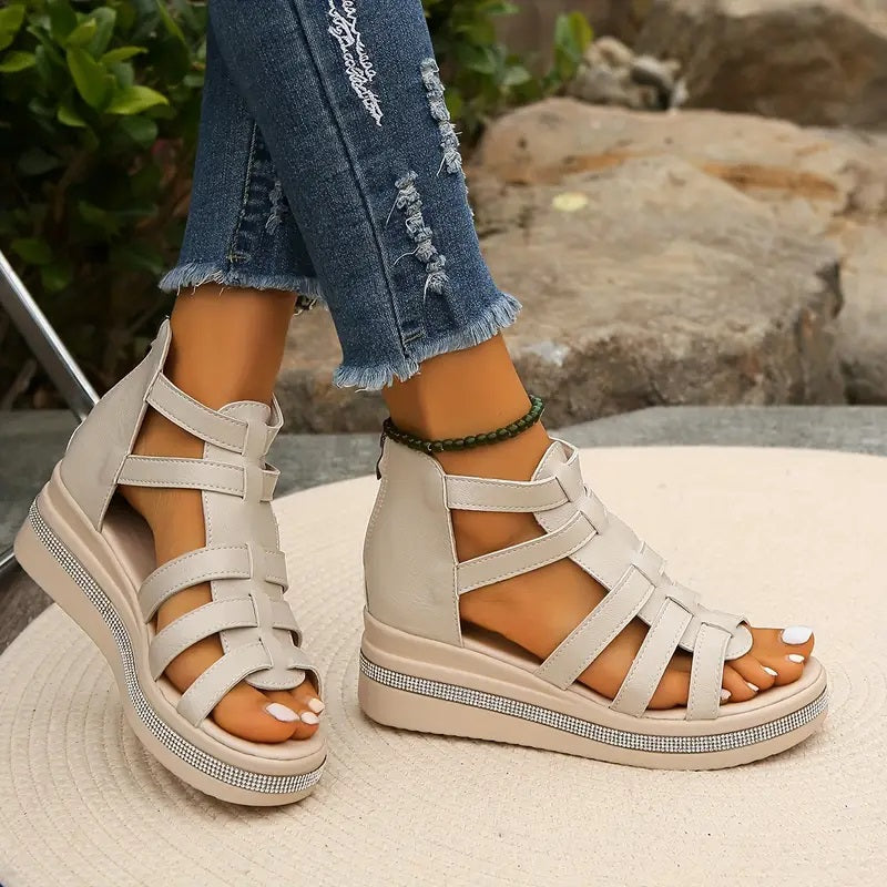 Stylish Hannah rhinestone comfort sandals, perfect summer shoes for vacation and daily elegant wear.