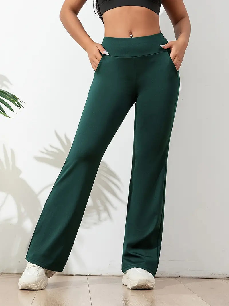 Premium women's high-waisted flared workout pants. Soft, comfortable activewear ideal for yoga & daily wear.