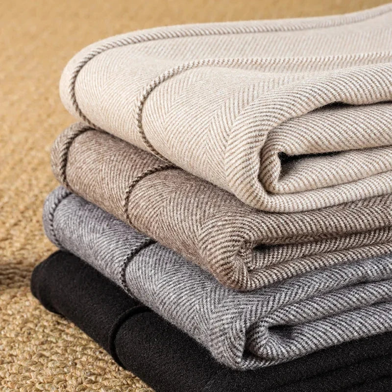 Women's high-waisted herringbone tailored trousers, perfect for officewear & classic style.