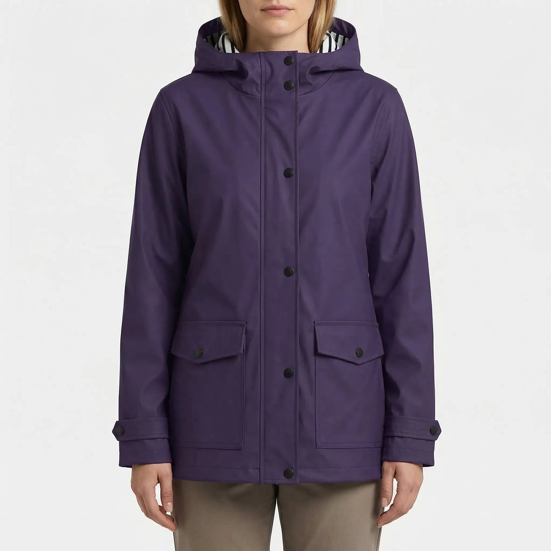 Women's lightweight waterproof jacket, excellent for hiking and outdoor comfort.