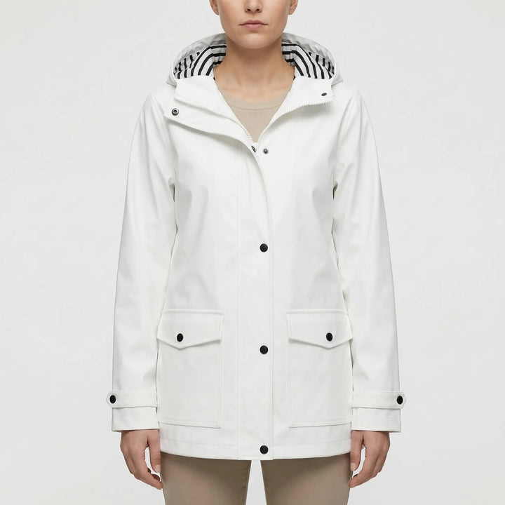 Women's waterproof outdoor jacket, durable and comfortable for trekking and hiking.