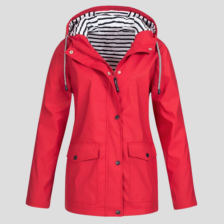 Durable women's activewear windbreaker. Waterproof hooded jacket for hiking, camping & outdoor adventures.