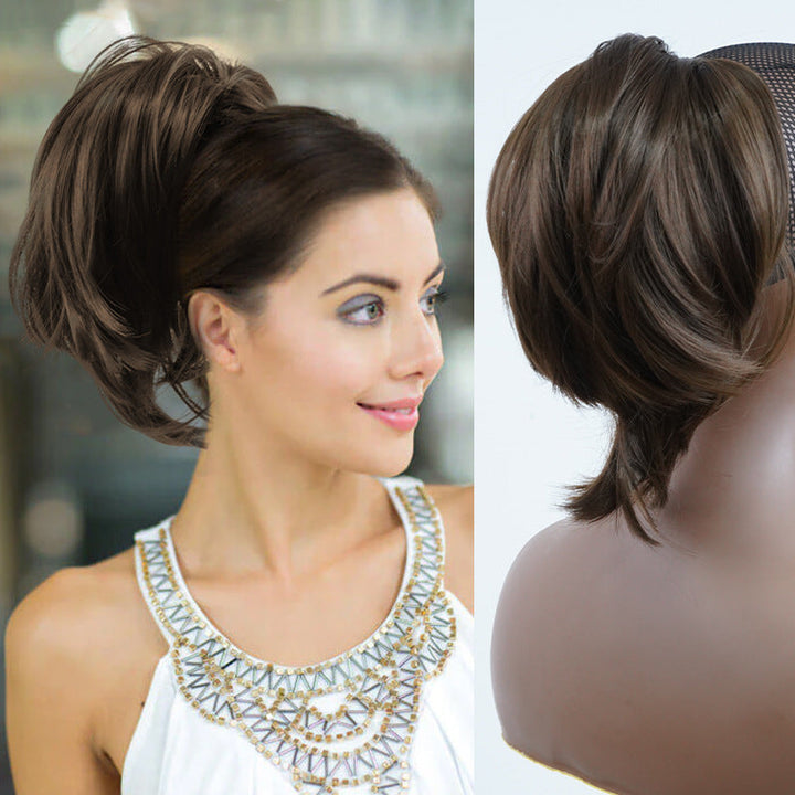 Synthetic hair extension for women's ponytails, a heat-resistant volume booster for easy styling.