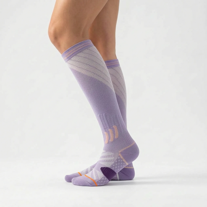 Premium women's knee-high graduated compression socks for activewear, travel, circulation & comfort.