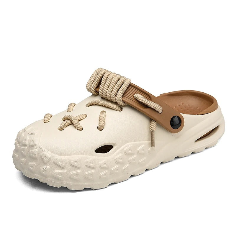 Customizable women's laced clogs, ultimate comfort, adjustable, breathable, casual summer slides.