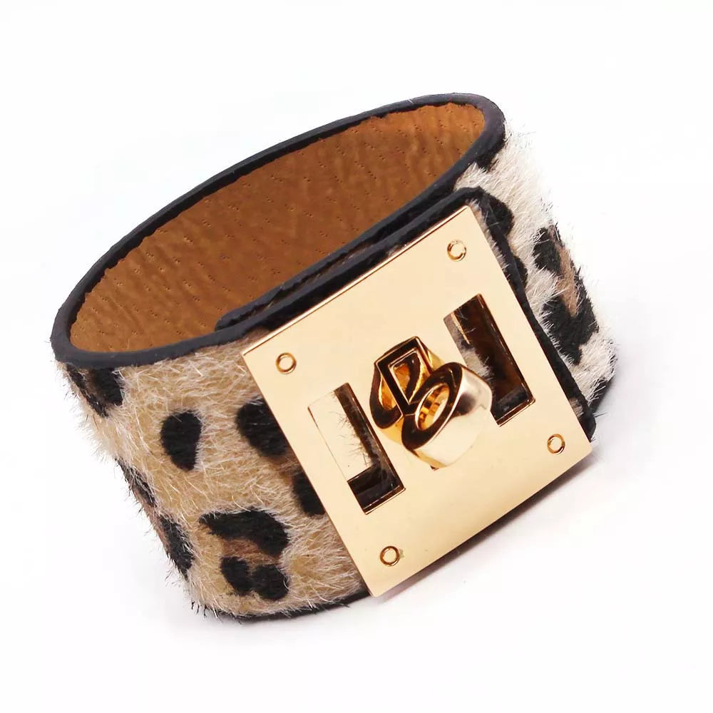 Chic women's leopard wrap leather bracelet. Adjustable, handcrafted animal print jewelry for her.