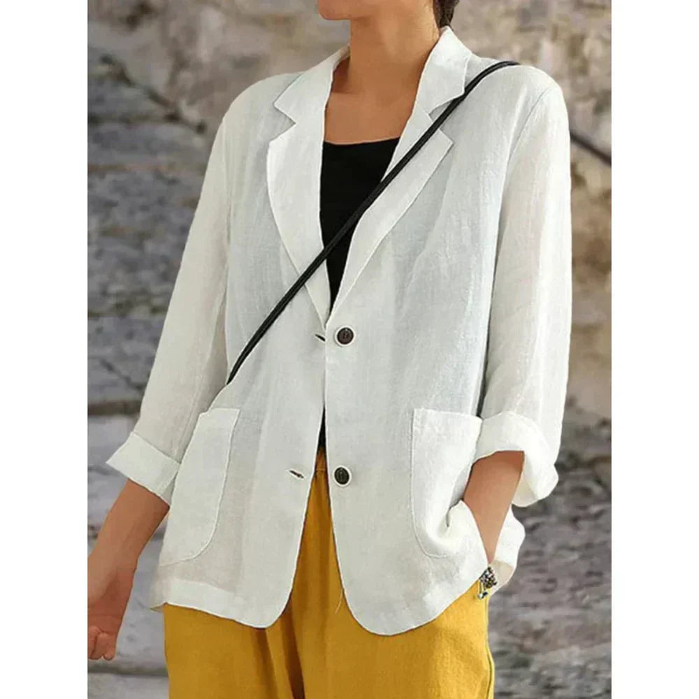 Comfortable women's relaxed fit button-up cardigan, lightweight, essential for versatile spring & autumn layering.