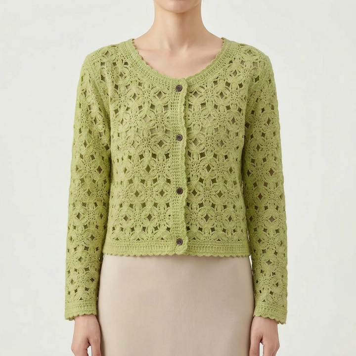 Women's lightweight openwork cardigan, ideal as a stylish beach coverup or breathable summer fashion layering piece.
