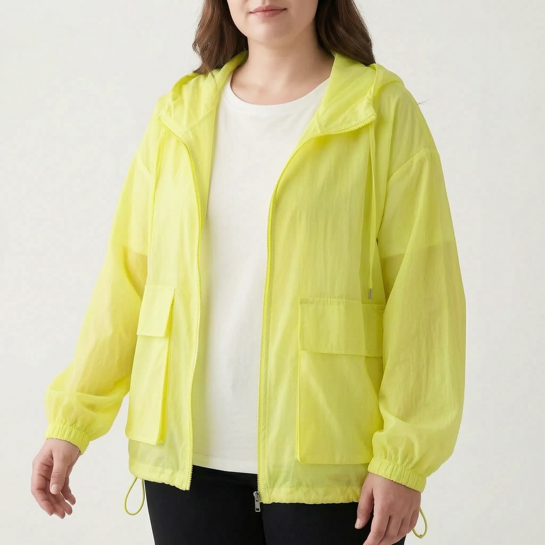 Versatile women's lightweight hooded jacket, provides weather protection for outdoor sports & active style.
