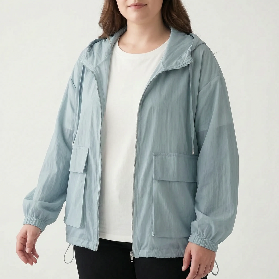 Practical women's hooded lightweight jacket, designed for active outdoor lifestyles & casual wear.