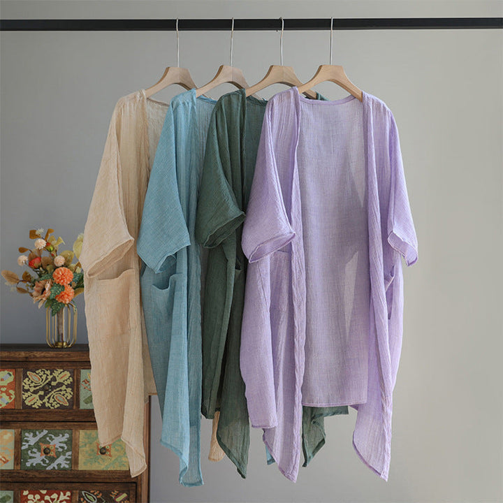 Soft, lightweight women's open-front cardigan with side pockets, perfect for effortless layering.