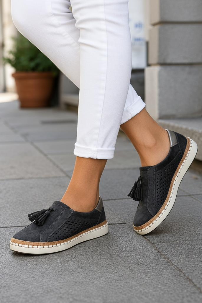 Comfortable women's walking shoes, lightweight with arch support. Great for daily wear, travel & active use.