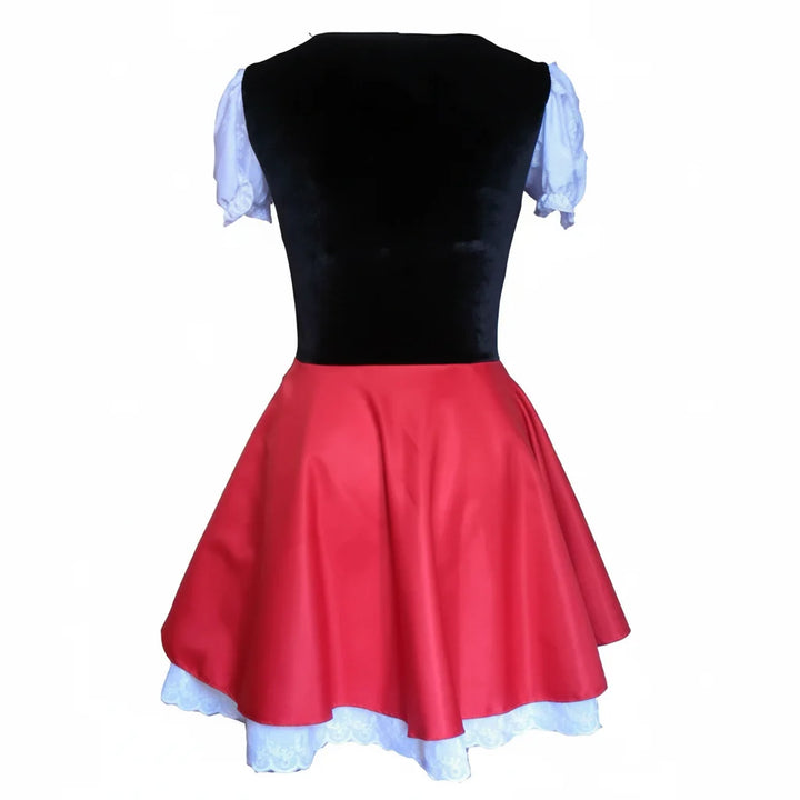 Classic red Little Red Riding Hood women's costume dress with hood, for fairytale fantasy & party wear.