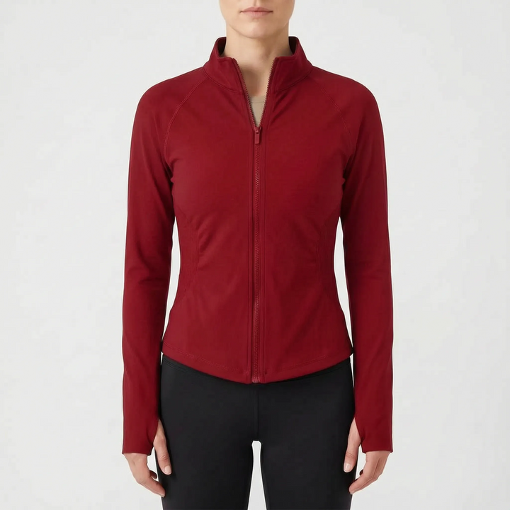 Women's long-sleeve gym jacket, a key piece of activewear for all your fitness endeavors.