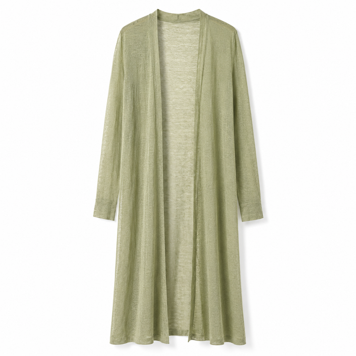 Versatile women's long knit cardigan, perfect for everyday wear and stylish fall fashion.