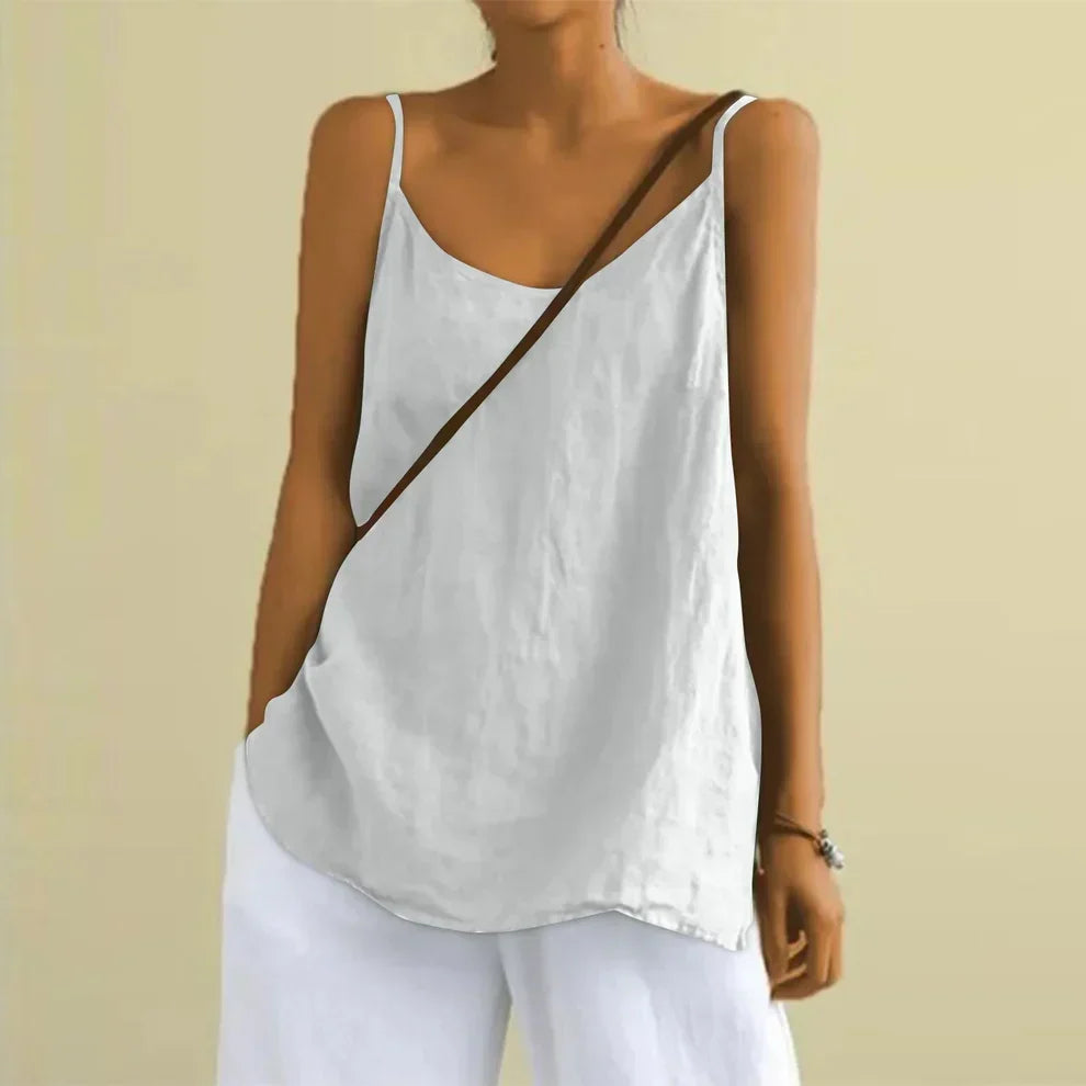 Flowy sleeveless women's tank top, perfect for warm weather, everyday casual wear, and comfort.