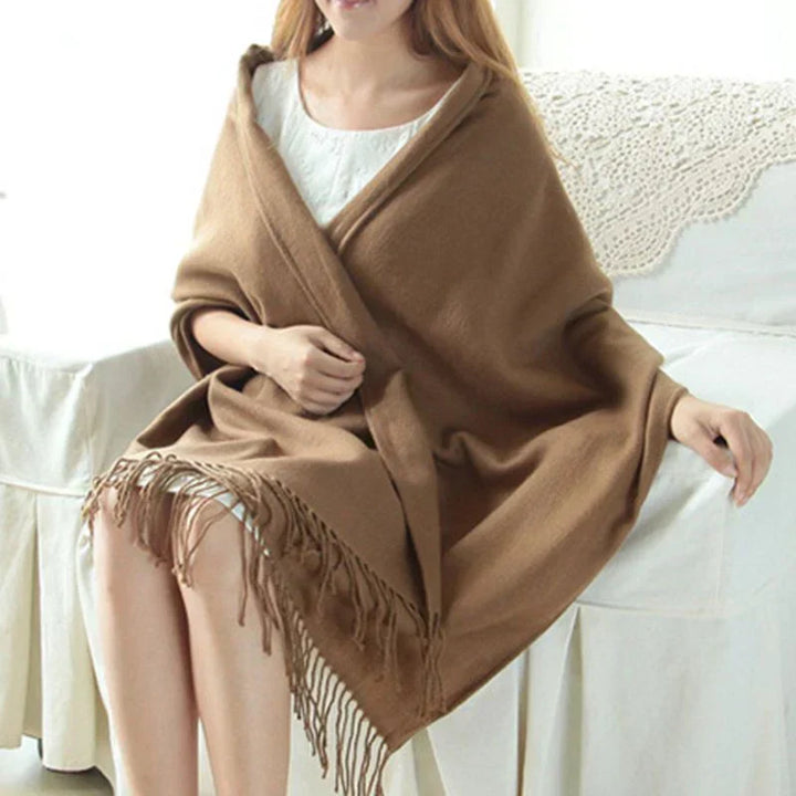 Soft luxury cashmere check scarf for women, a perfect warm & elegant winter gift.