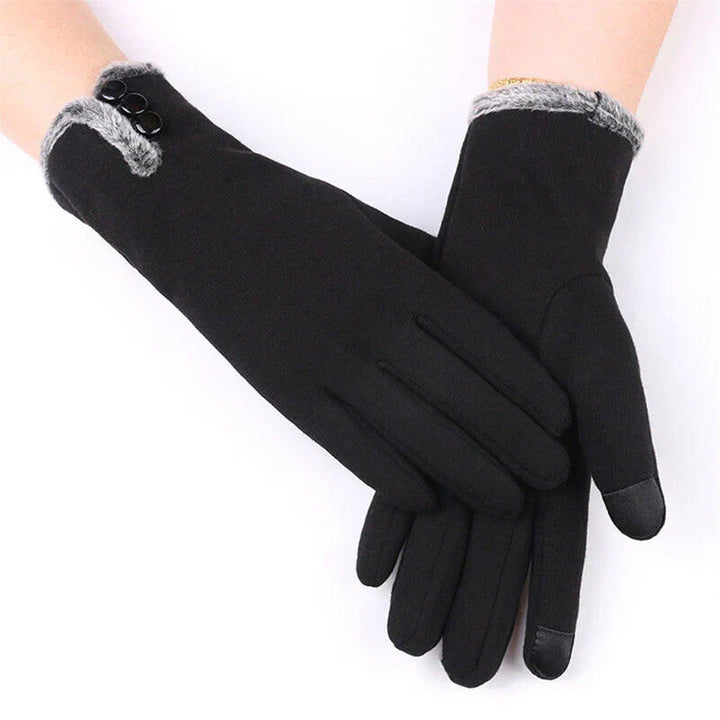 Women's luxury touchscreen winter gloves, cashmere blend, for warmth & smartphone use.