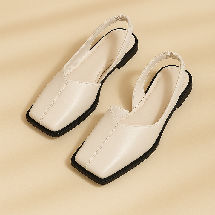 Women's modern square toe slip-on flats with cushioned comfort, great for stylish everyday wear.