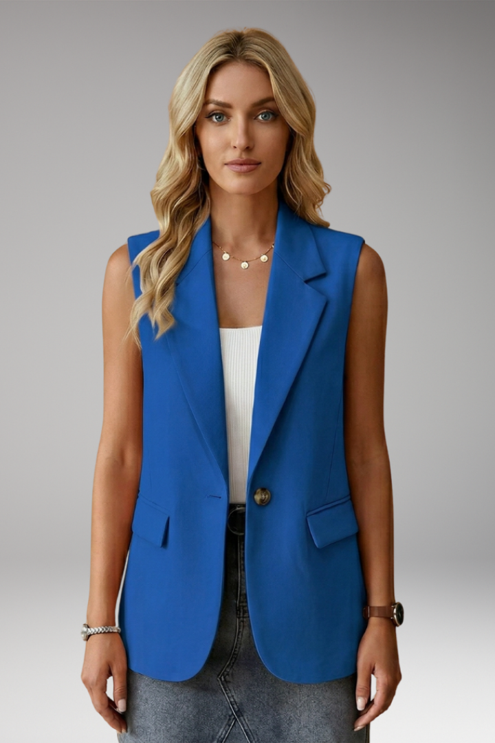 Women's notch collar sleeveless blazer vest, a sophisticated choice for modern professional women.