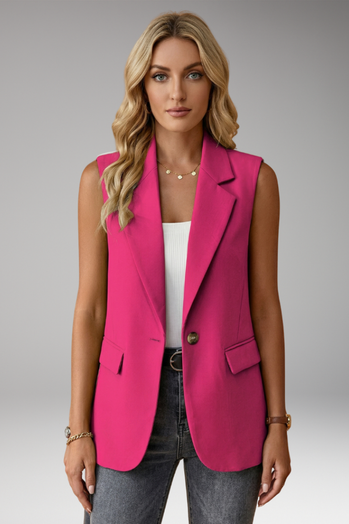 Women's notch collar waistcoat for a sharp, modern professional office ensemble.