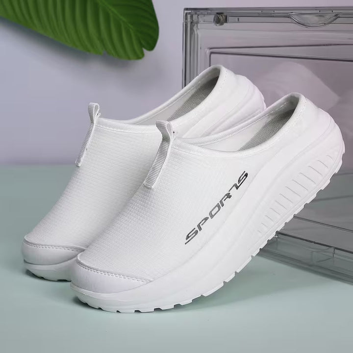 Elegant women's orthopedic closed toe slip-on footwear, providing comfortable and breathable support.