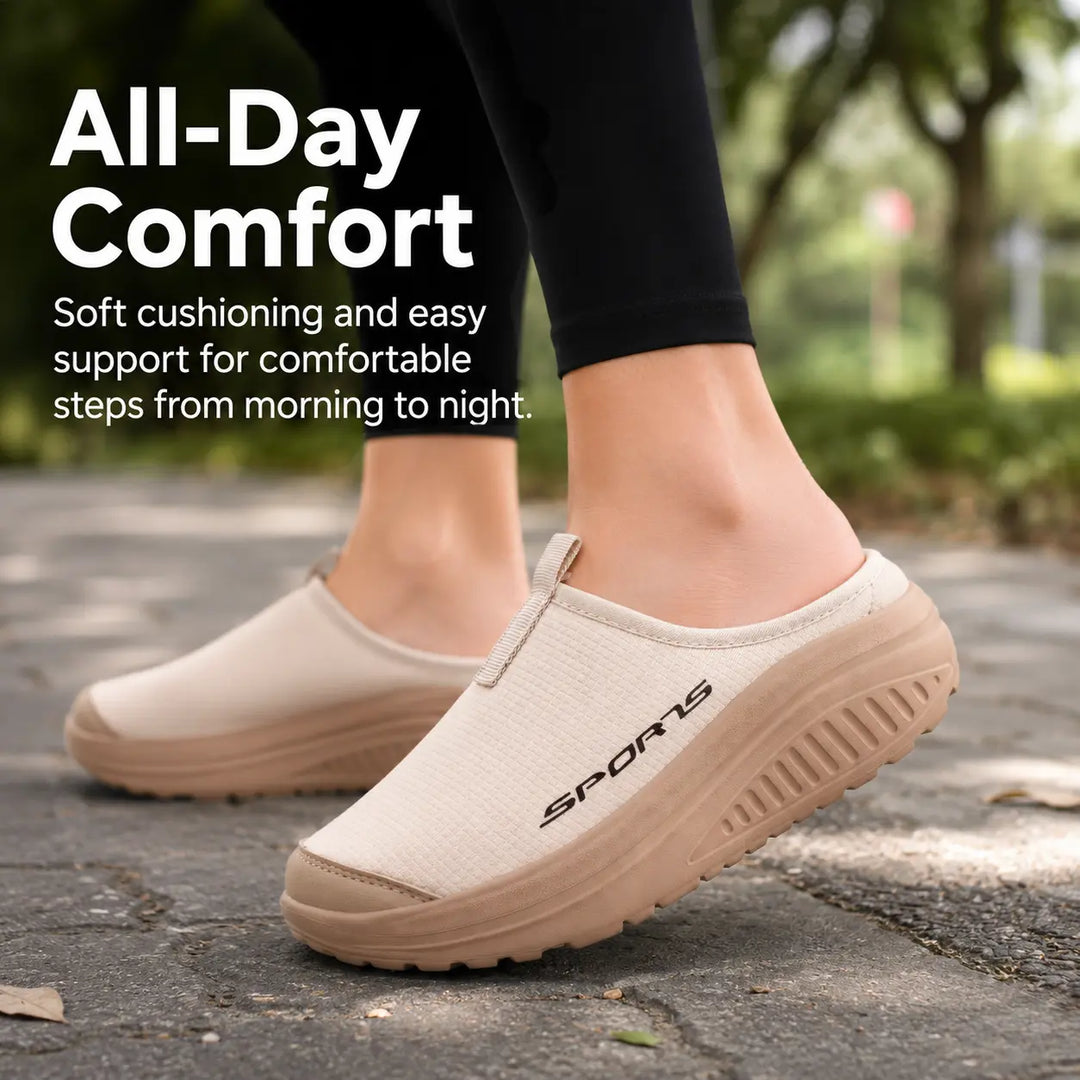 Supportive women's orthopedic slip-on slippers, closed toe design for cozy indoor footwear.