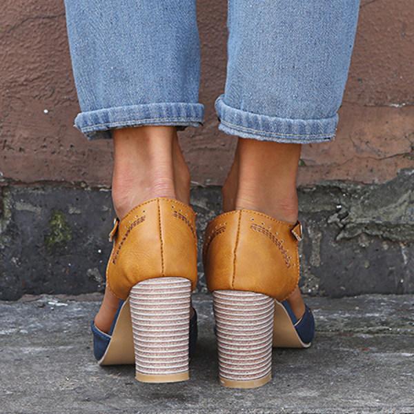 Elegant women's heeled shoes with orthopedic support, featuring a stylish block heel for comfort footwear.