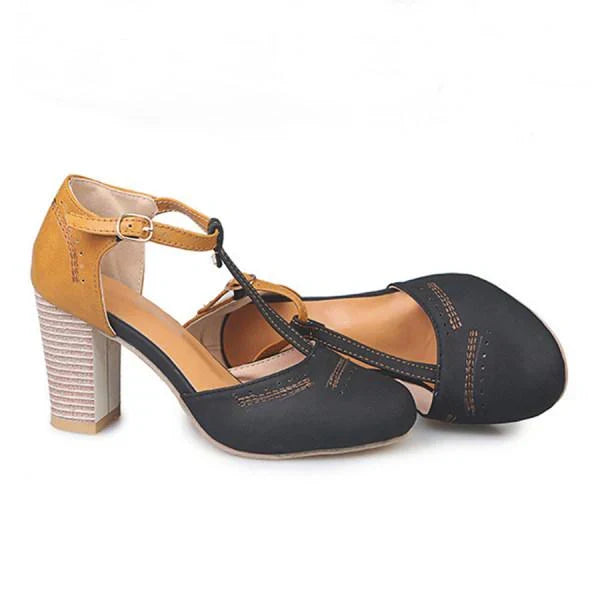 Supportive women's heeled shoes with a comfortable block heel, offering all-day orthopedic comfort footwear.