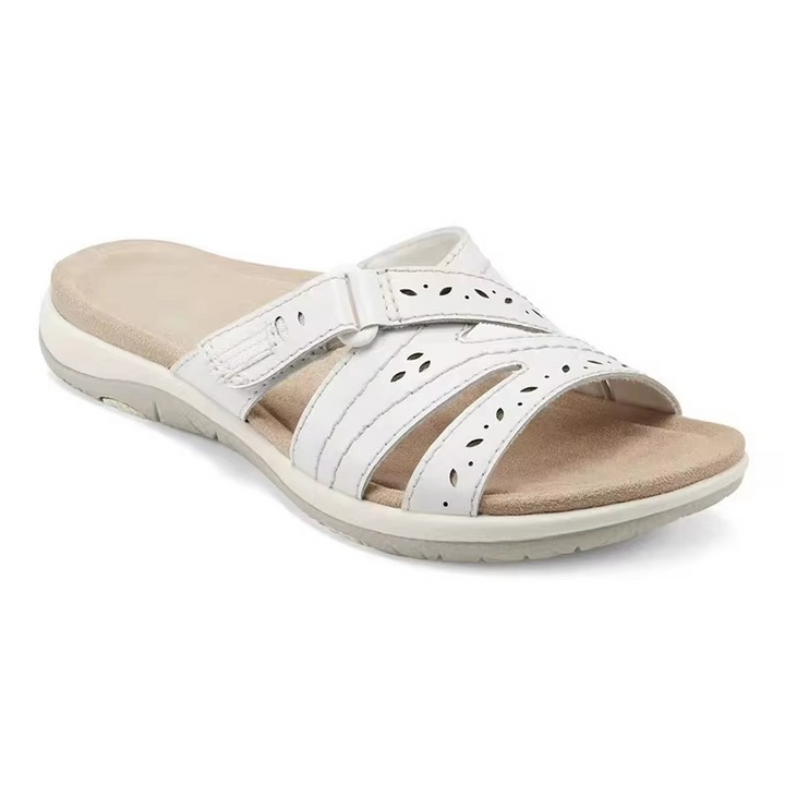 Women's comfy summer sandals. Orthopedic design with adjustable hook-and-loop strap & flat sole for support.