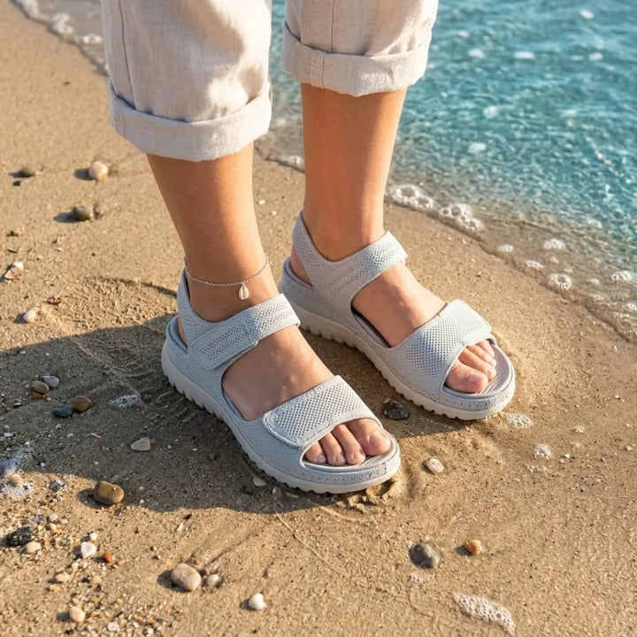 Orthopedic women's casual sandals with adjustable hook-and-loop for a custom & comfortable fit.