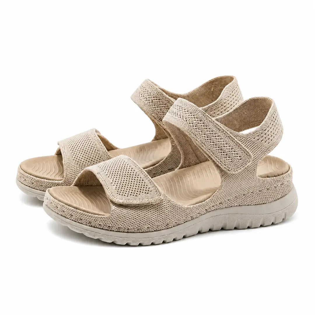 Stylish women's summer sandals with hook-and-loop closure, orthopedic arch support & adjustable fit.