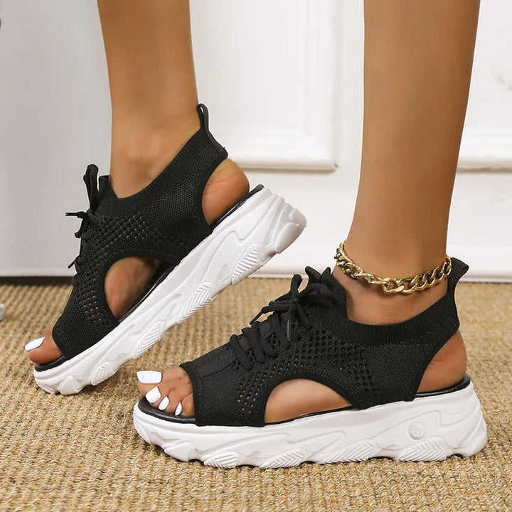 Top view of women's adjustable orthopedic sandals with secure straps, ideal for casual summer comfort.