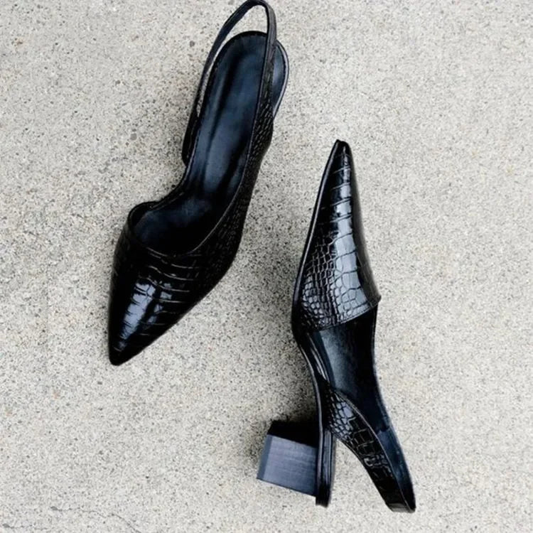 Comfortable women's orthopedic heels, featuring a stylish embossed slingback design. Versatile for office, evening & formal.