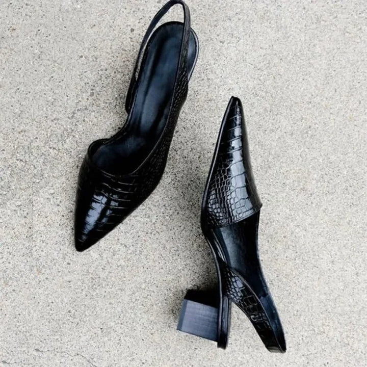 Comfortable women's orthopedic heels, featuring a stylish embossed slingback design. Versatile for office, evening & formal.