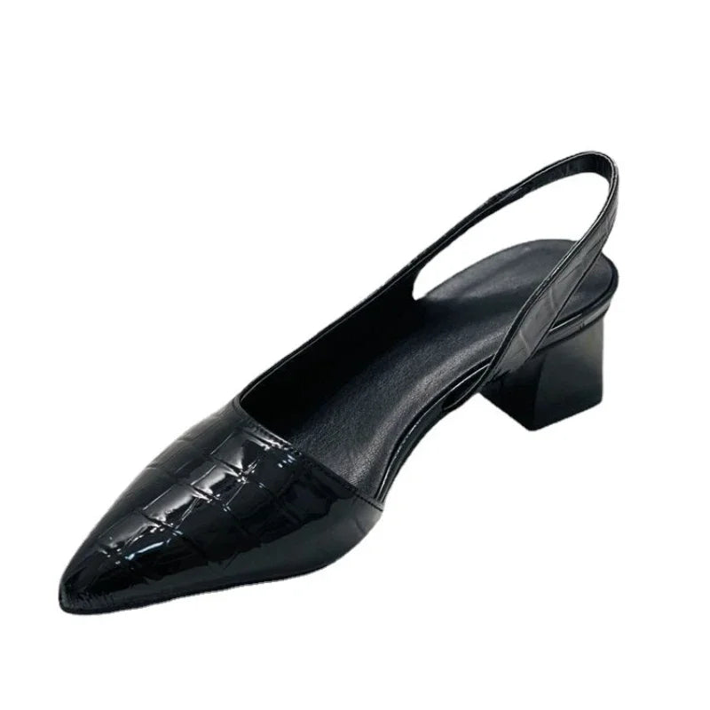 Sophisticated women's orthopedic slingback heels with a unique embossed pattern. Stylish and comfortable for day to night.