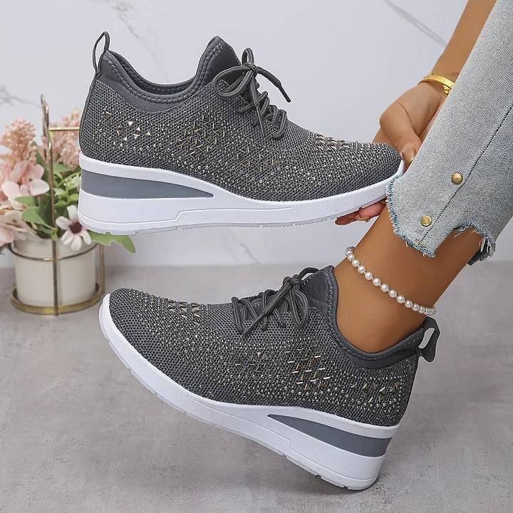 Sparkly women's sneakers, orthopedic arch support for stylish pain-free walking.