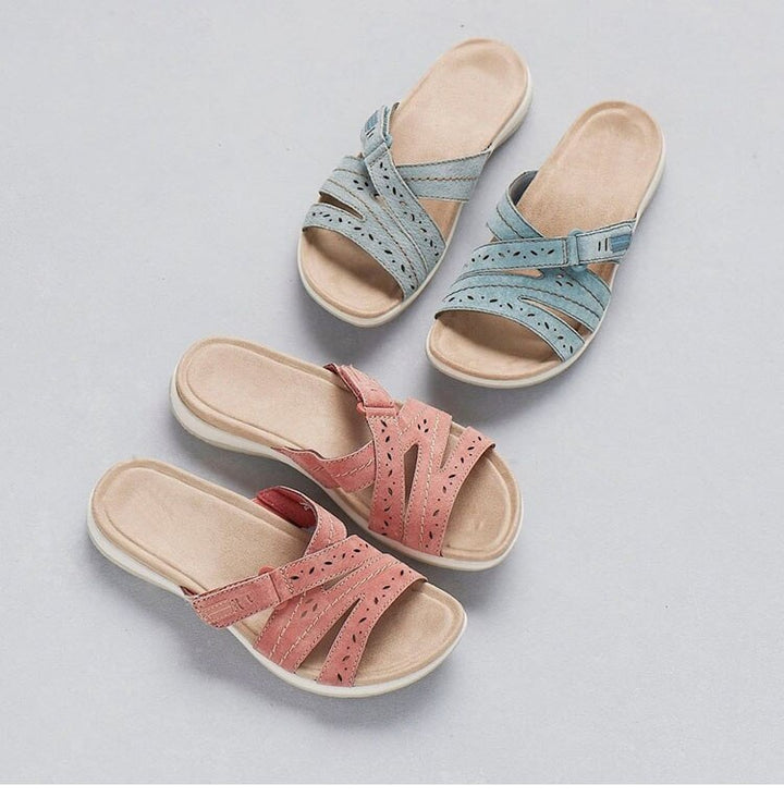 Supportive women's orthopedic summer sandals, adjustable for custom fit & ultimate arch comfort.