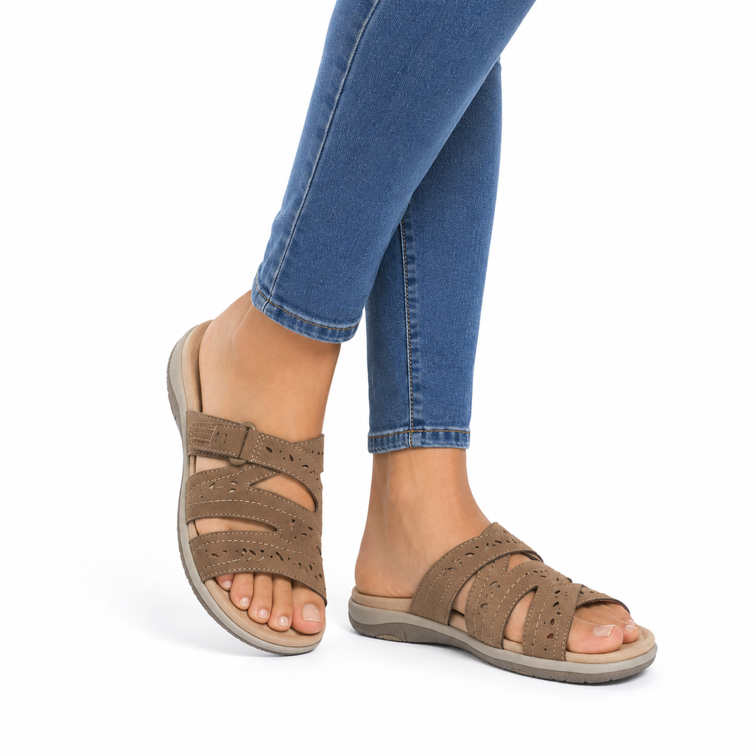 Arch support women's orthopedic sandals, adjustable & cushioned for ultimate summer walking comfort.